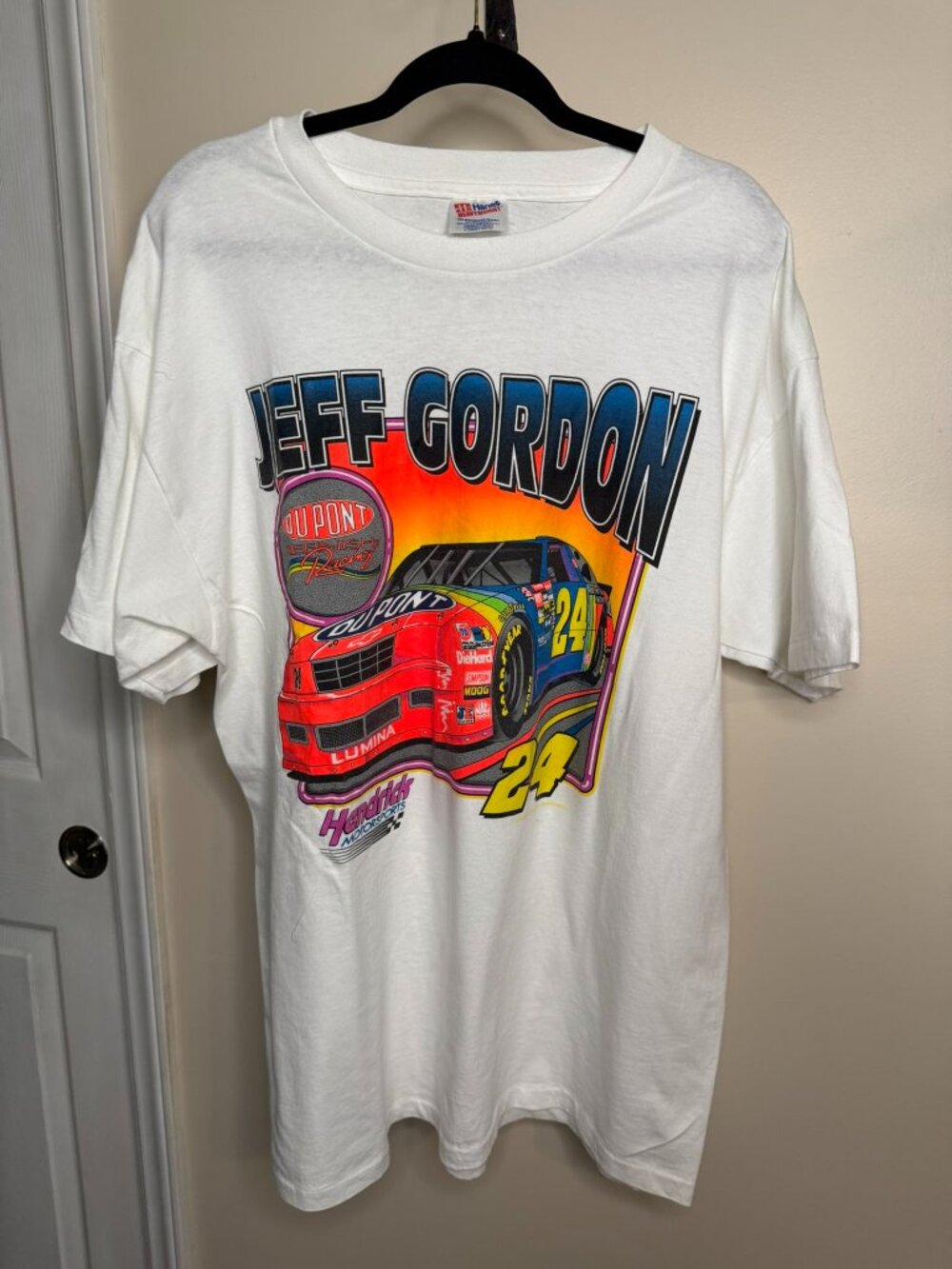 RARE Vintage Jeff Gordon Racing #24 Tee XL Dupont White 90s